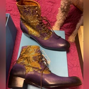 John Fluevog Purple and Gold Men's Boots